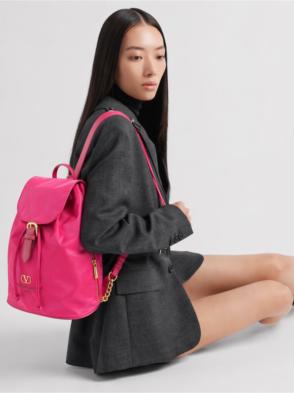 VALENTINO GARAVANI Nylon Backpack Pink Vintage - Picture 2 of 16